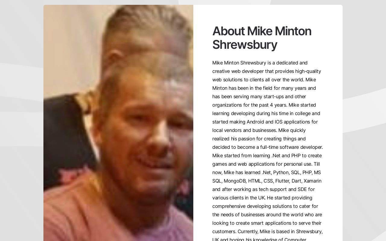 Mike Minton- A well-known Python Developer in Shrewsbury